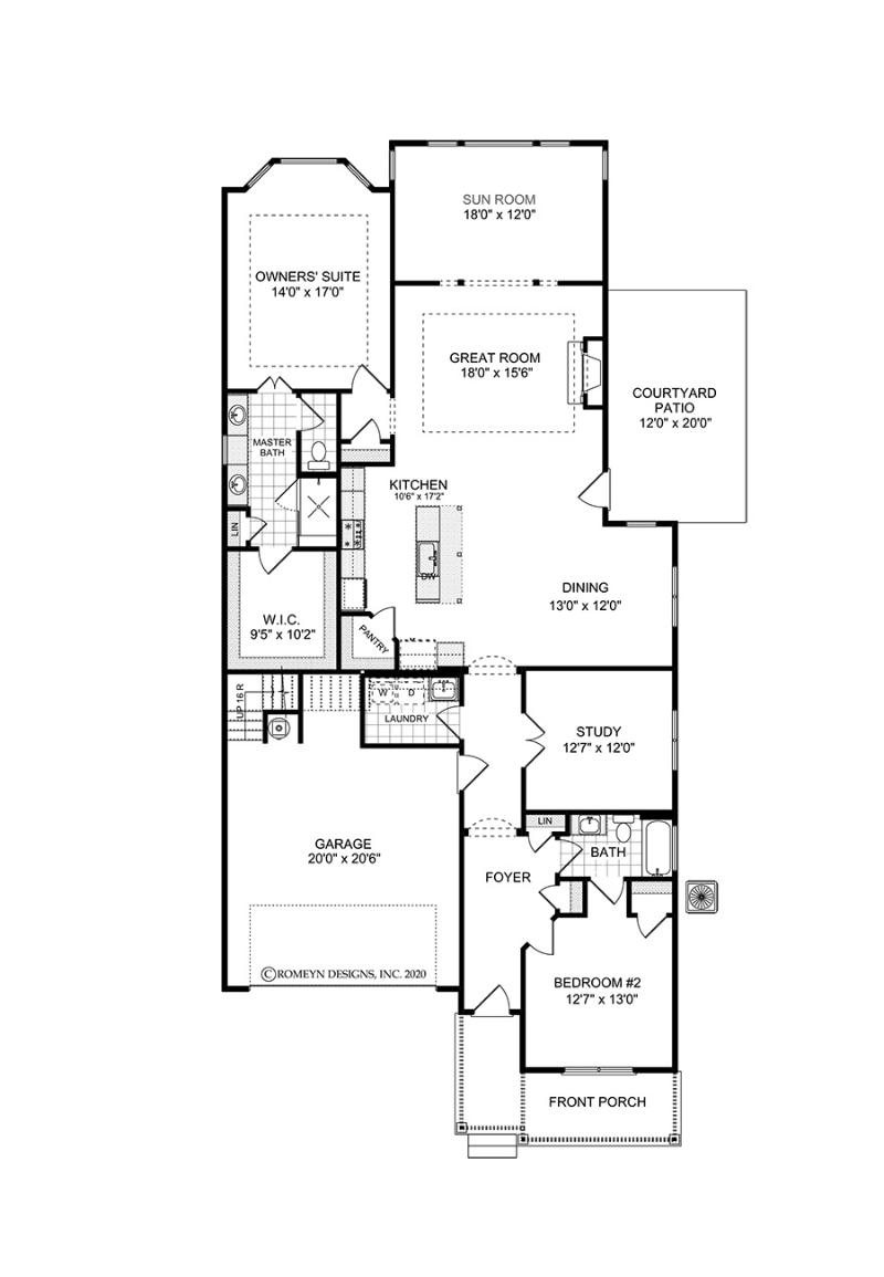 First floorplan of the available Buckley model home at Marlowe in Woodstock.